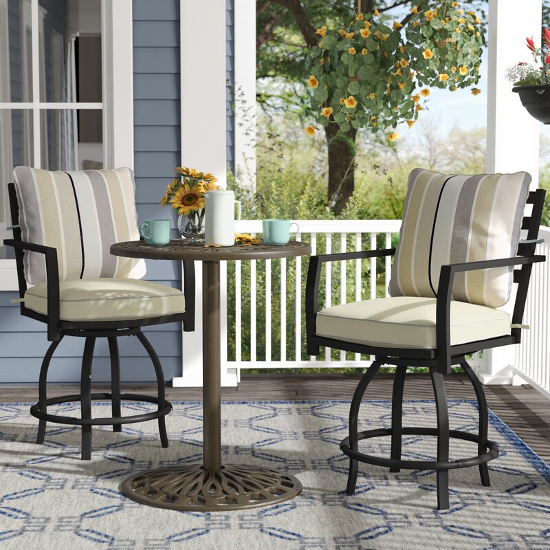 Alcott Hill Briella 22" Patio Bar Stool with Cushion & Reviews | Wayfair